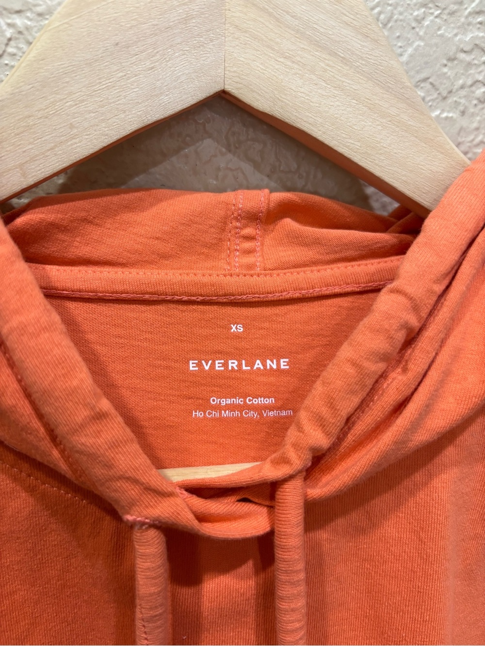 Everlane Retro Jersey Cropped Hoodie Orange Sweatshirt XS Organic Cotton - Picture 9 of 12